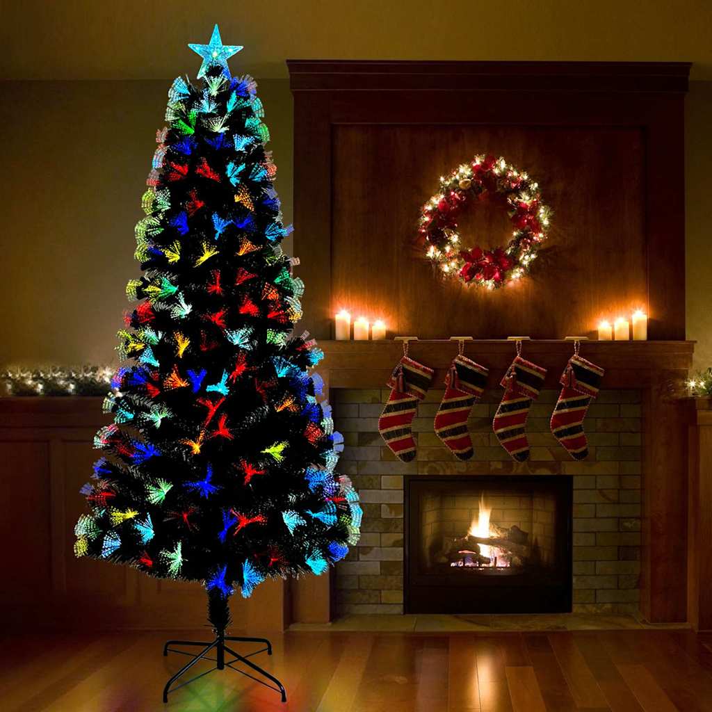 Kunstigt juletræ med 250 LED'er med stativ Grøn 210 cm PVC