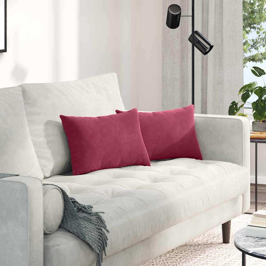 Sofapuder 2 pcs Vinrød 50 x 30 cm Velourstof