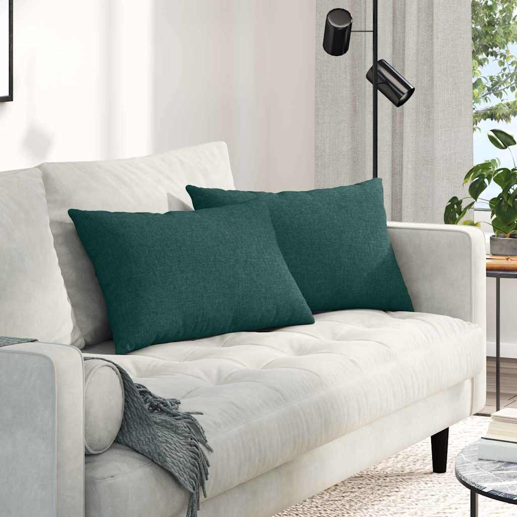 Sofapuder 2 pcs Mørkegrøn 60 x 40 cm Stof