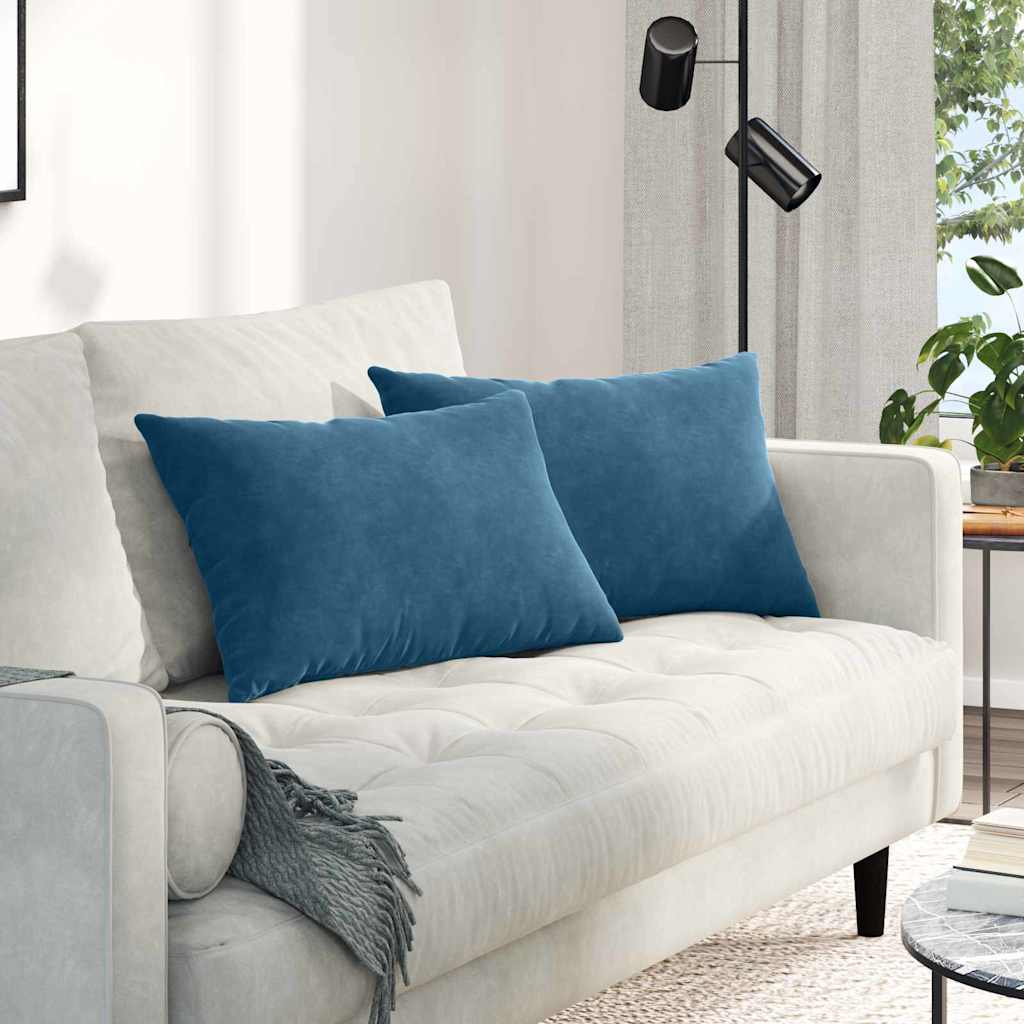 Sofapuder 2 pcs Blå 60 x 40 cm Velourstof