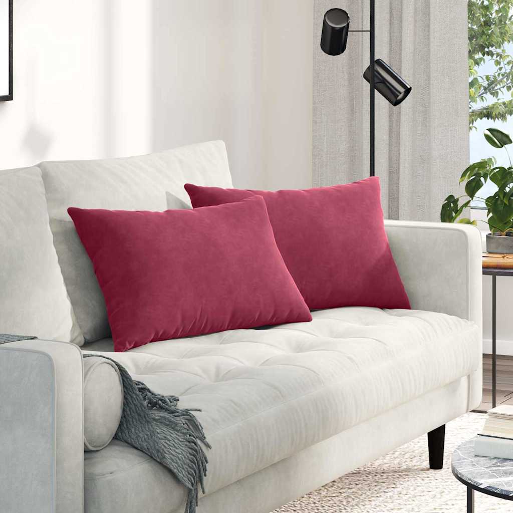 Sofapuder 2 pcs Vinrød 60 x 40 cm Velourstof