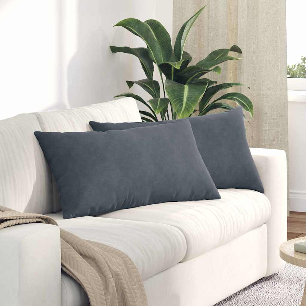 Sofapuder 2 pcs Mørkegrå 80 x 40 cm Velourstof