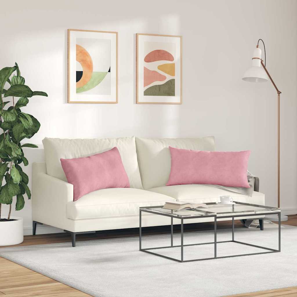 Sofapuder 2 pcs Lyserød 80 x 40 cm Velourstof