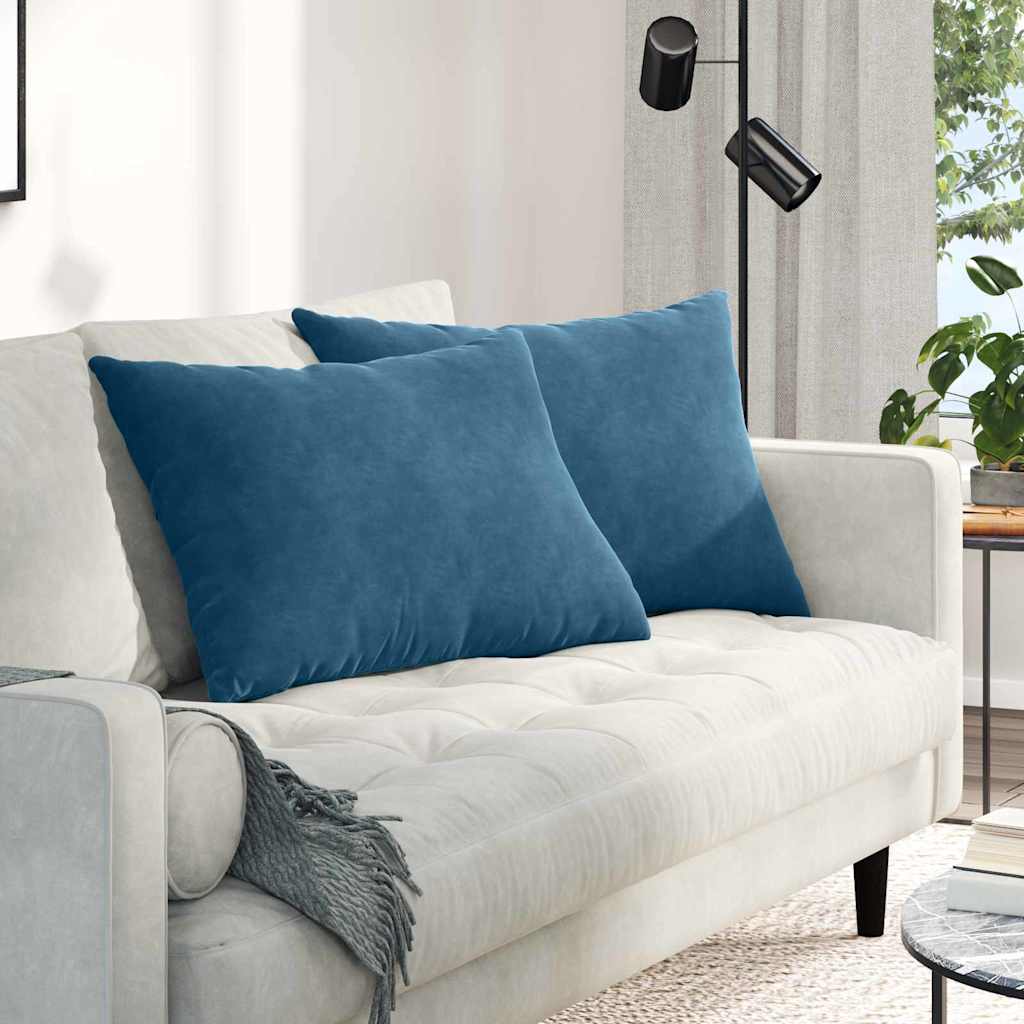Sofapuder 2 pcs Blå 70 x 50 cm Velourstof