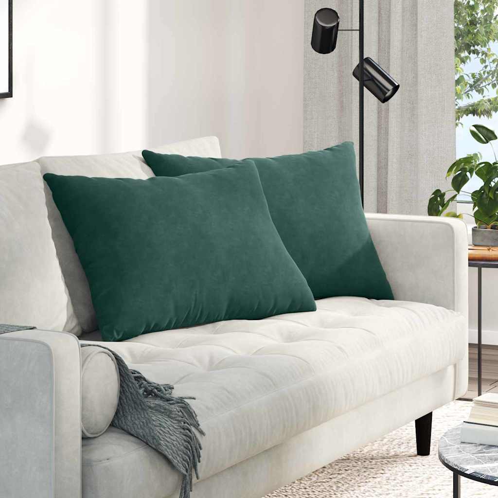 Sofapuder 2 pcs Mørkegrøn 70 x 50 cm Velourstof