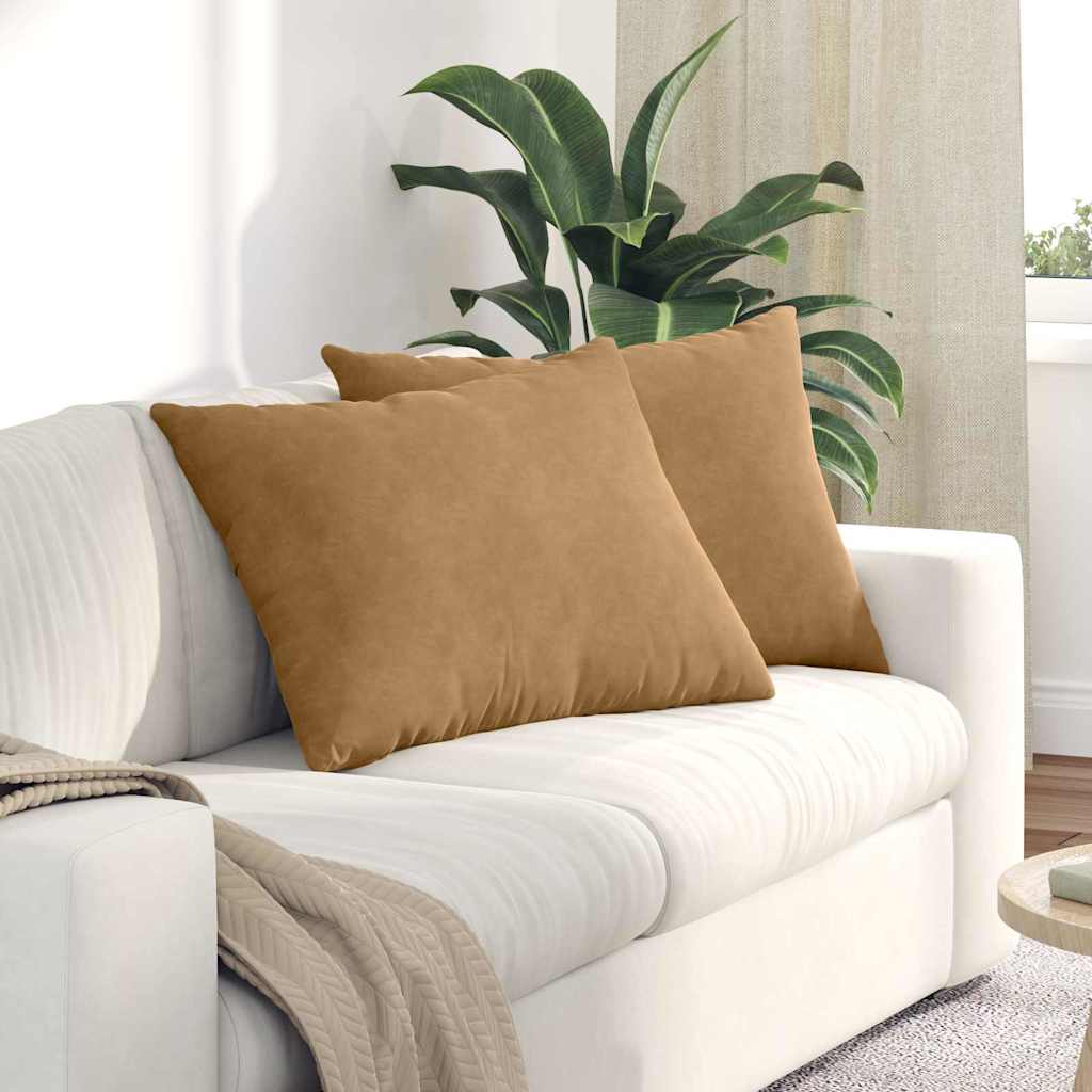 Sofapuder 2 pcs Brun 70 x 50 cm Velourstof