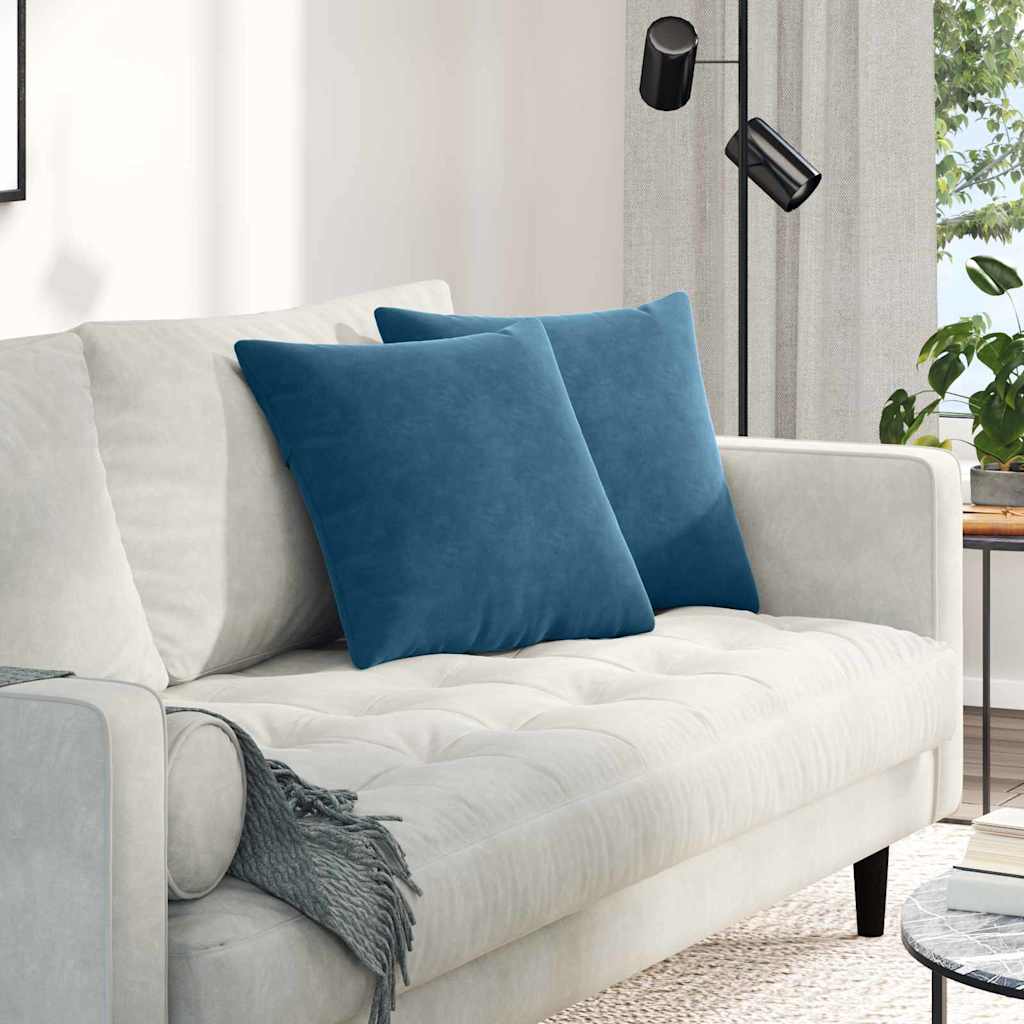 Sofapuder 2 pcs Blå 45 x 45 cm Velourstof