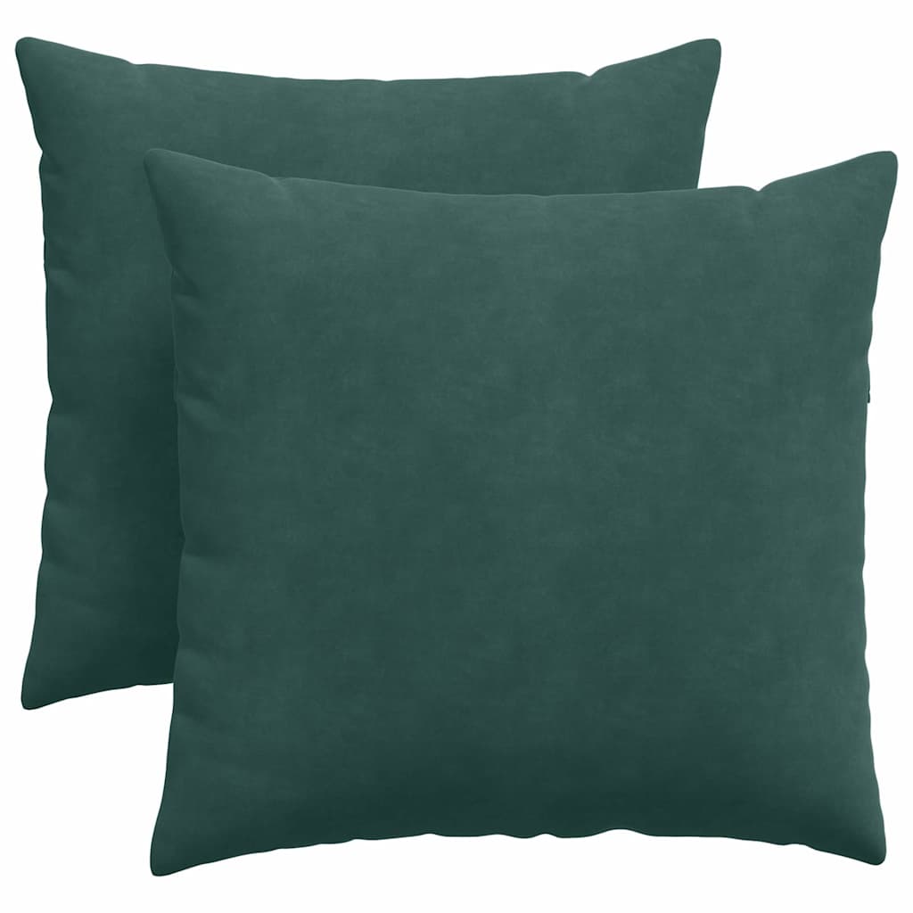 Sofapuder 2 pcs Mørkegrøn 45 x 45 cm Velourstof