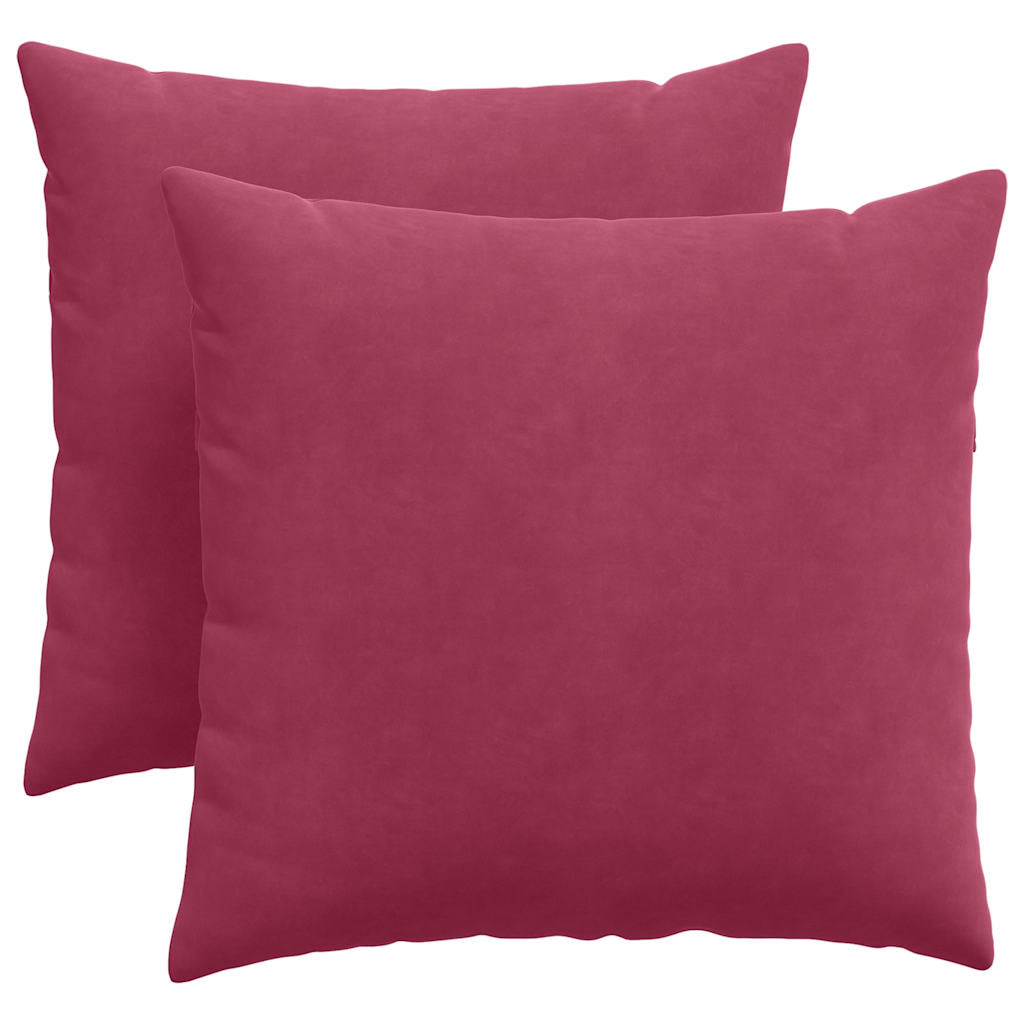 Sofapuder 2 pcs Vinrød 45 x 45 cm Velourstof