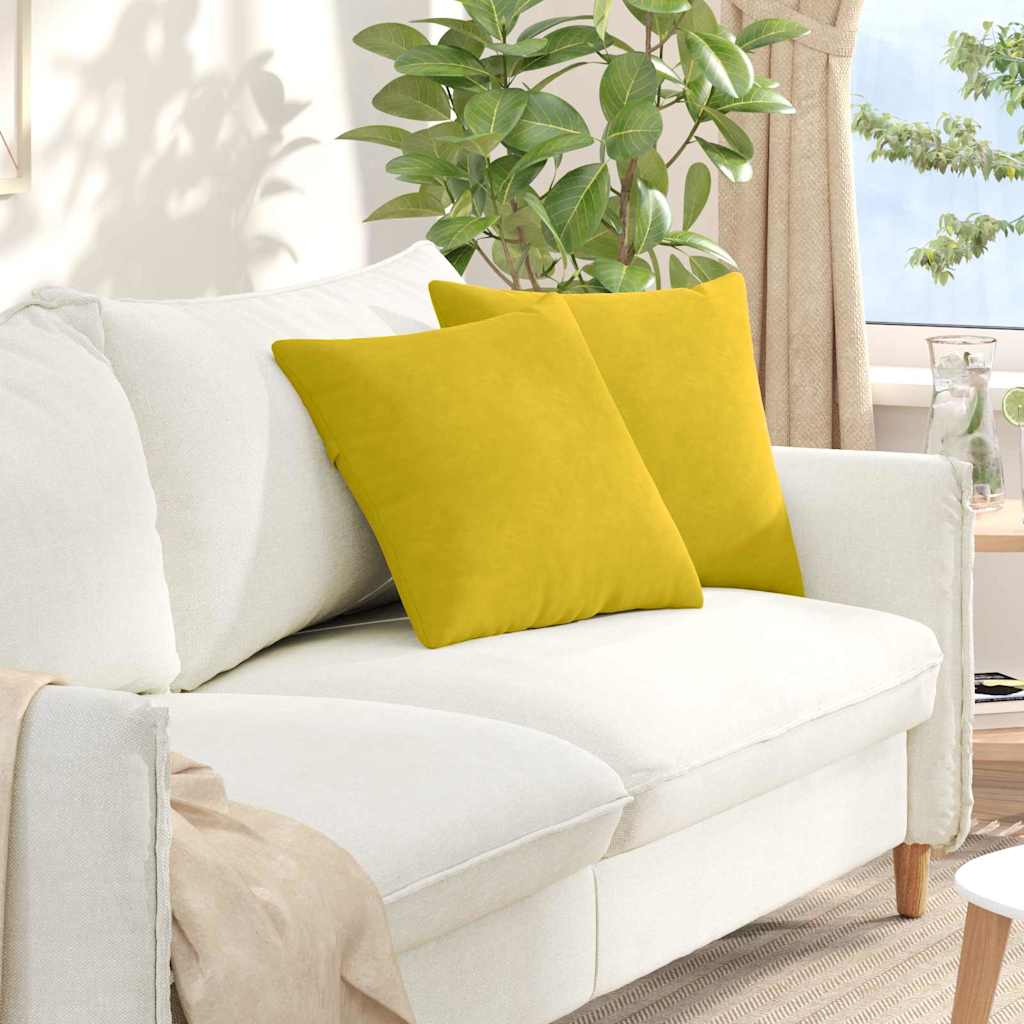 Sofapuder 2 pcs Gul 45 x 45 cm Velourstof