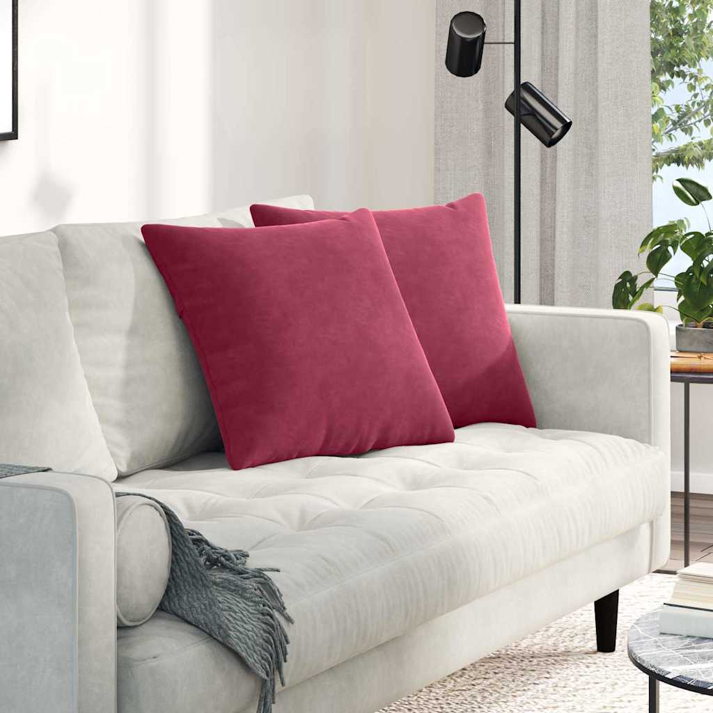 Sofapuder 2 pcs Vinrød 50 x 50 cm Velourstof