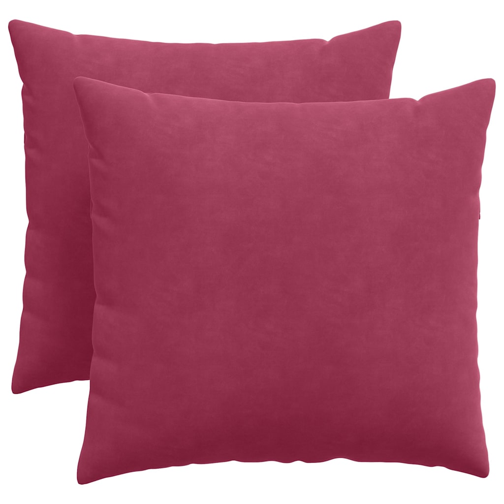 Sofapuder 2 pcs Vinrød 50 x 50 cm Velourstof