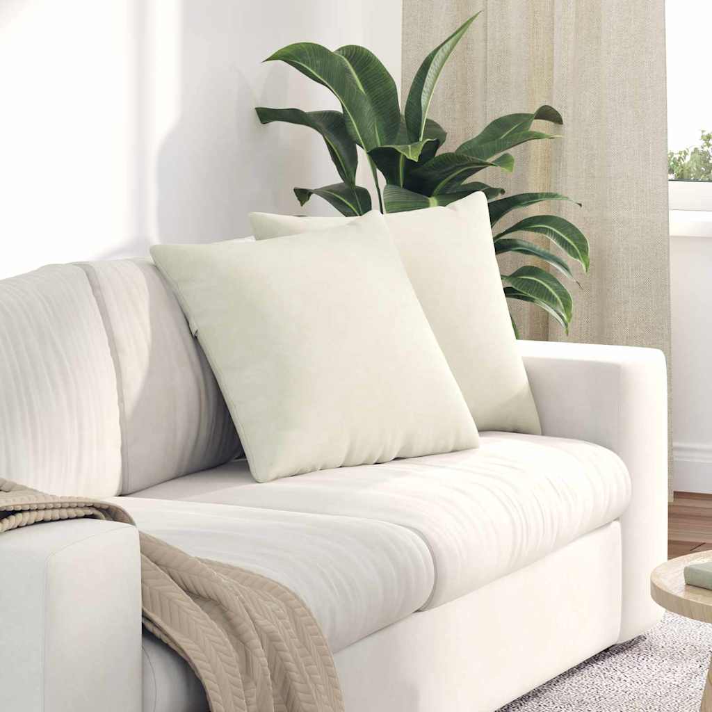 Sofapuder 2 pcs Creme 50 x 50 cm Velourstof