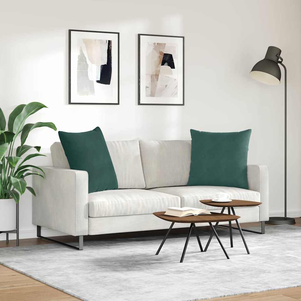 Sofapuder 2 pcs Mørkegrøn 60 x 60 cm Velourstof