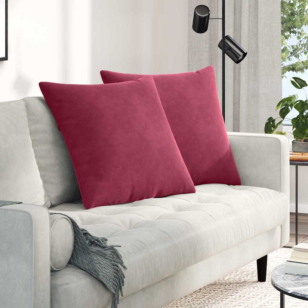 Sofapuder 2 pcs Vinrød 60 x 60 cm Velourstof