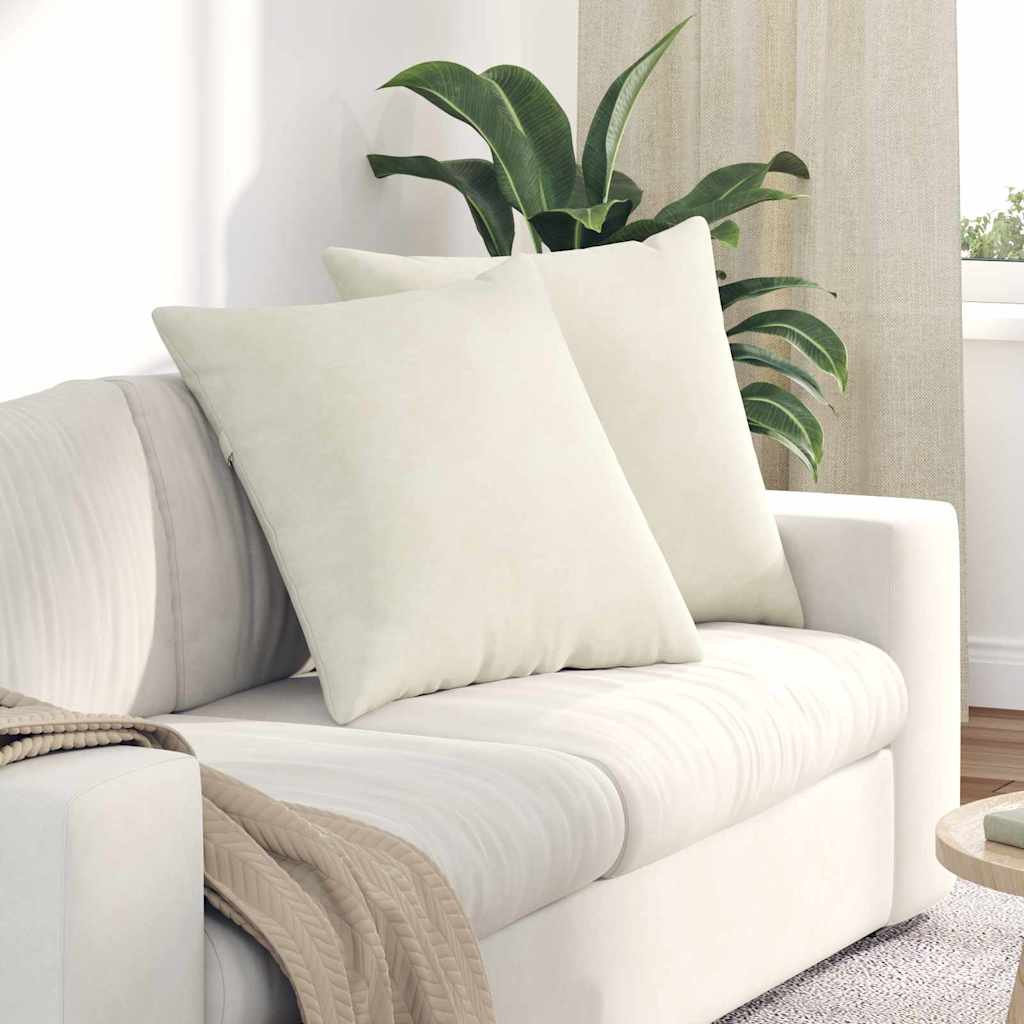 Sofapuder 2 pcs Creme 60 x 60 cm Velourstof