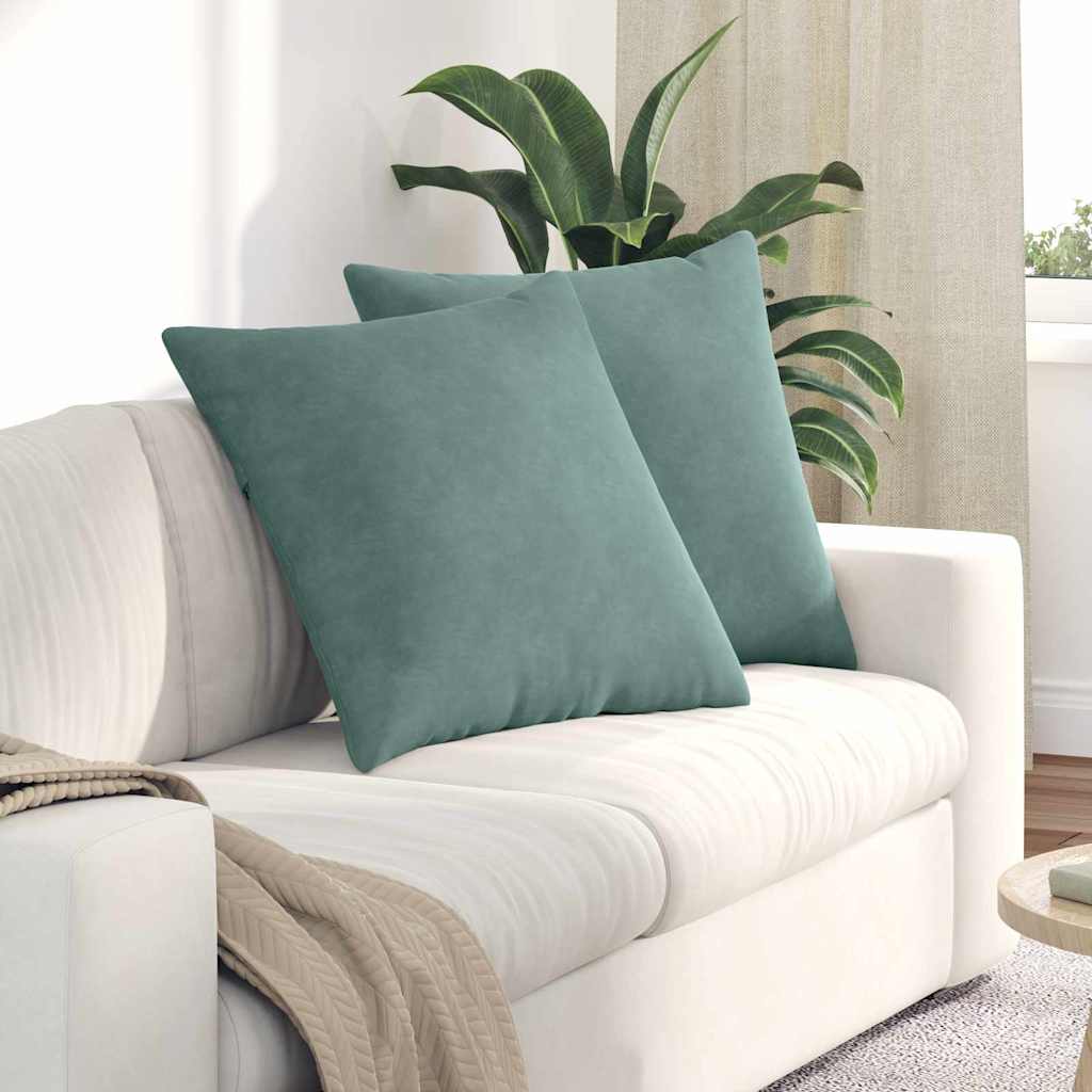 Sofapuder 2 pcs Havgrøn 60 x 60 cm Velourstof