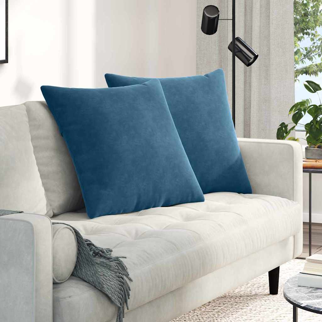 Sofapuder 2 pcs Blå 80 x 80 cm Velourstof