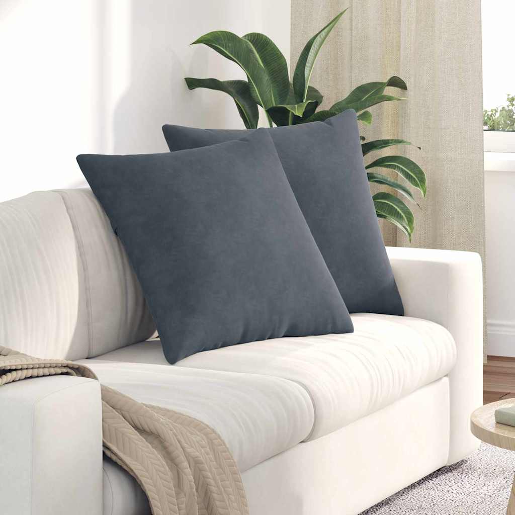 Sofapuder 2 pcs Mørkegrå 80 x 80 cm Velourstof