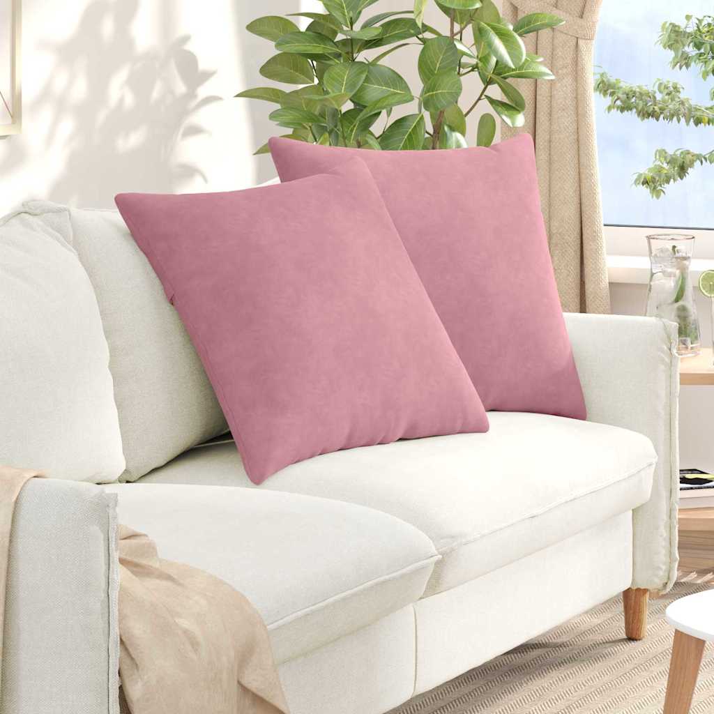 Sofapuder 2 pcs Lyserød 80 x 80 cm Velourstof