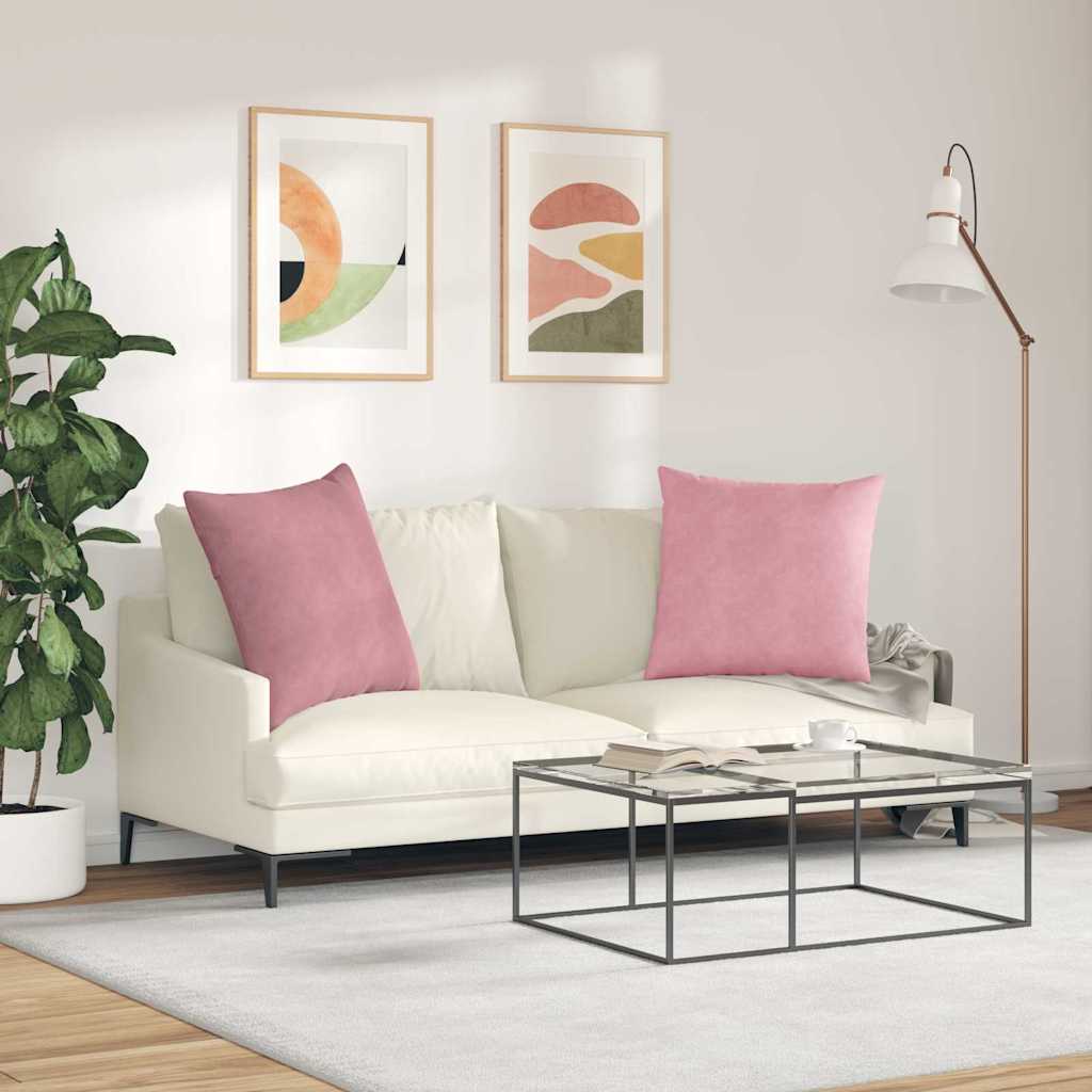 Sofapuder 2 pcs Lyserød 80 x 80 cm Velourstof
