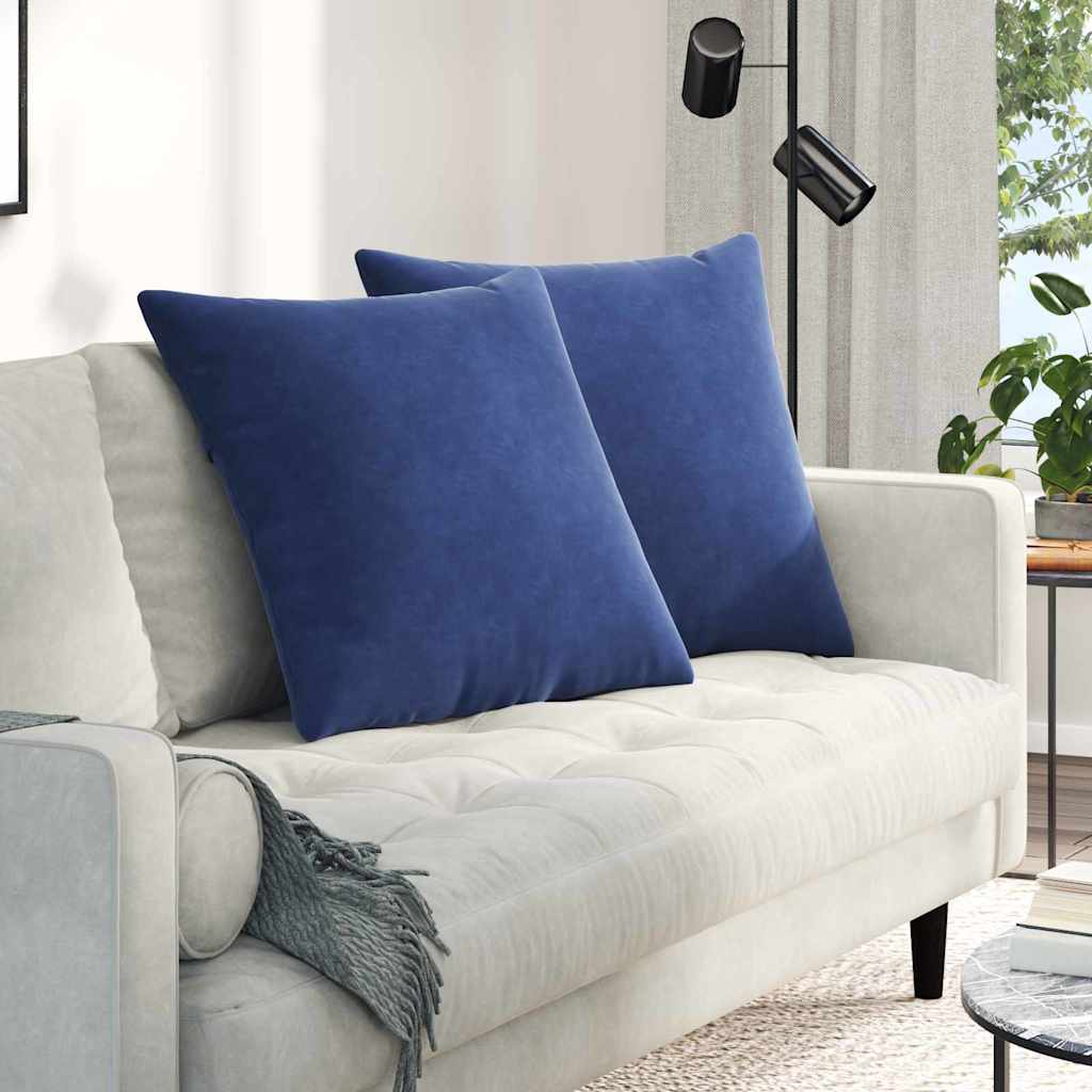 Sofapuder 2 pcs Politi blå 80 x 80 cm Velourstof