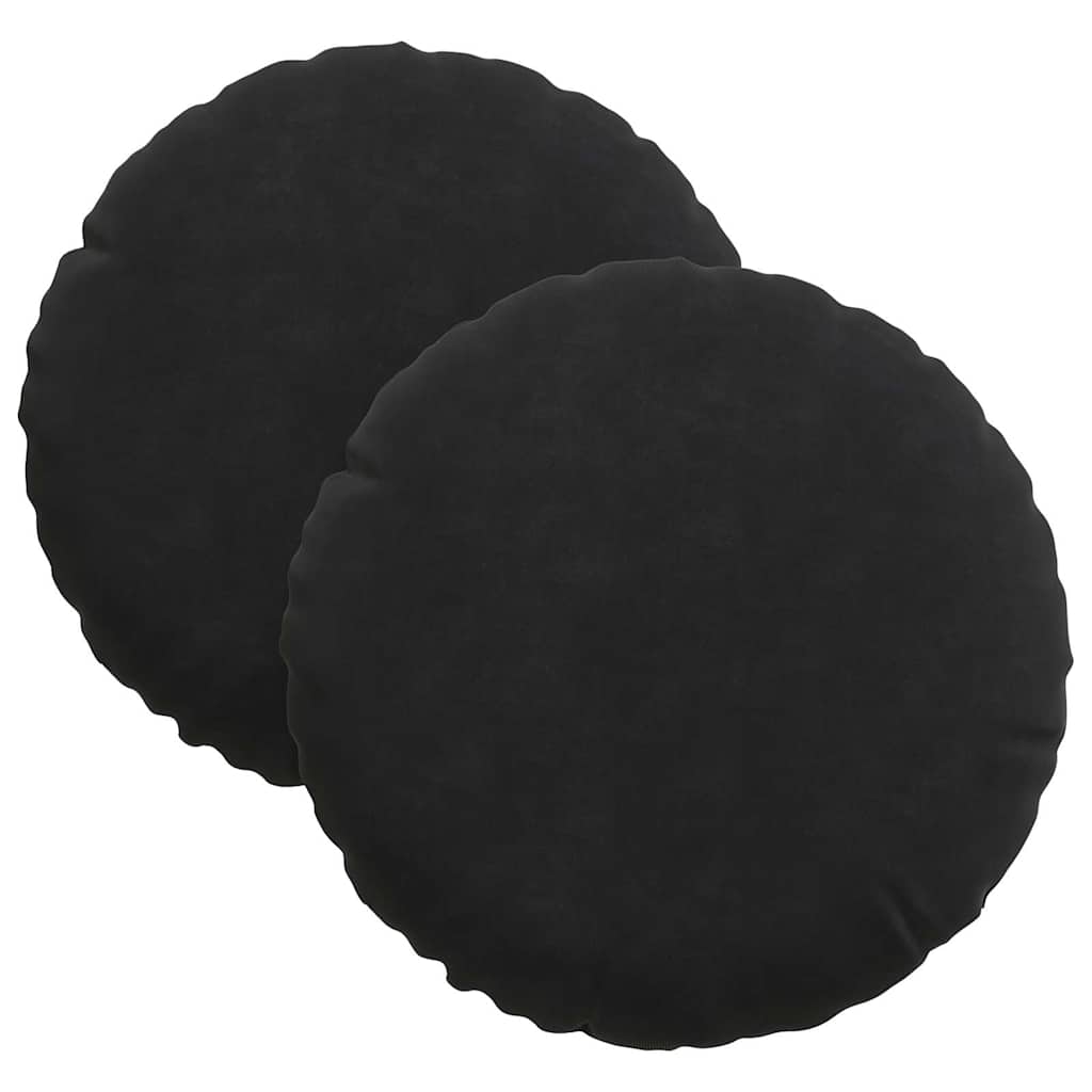 Sædepuder 2 pcs Sort Ø30 x 13 cm Fløjl