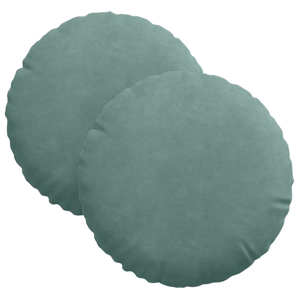Sædepuder 2 pcs Havgrøn Ø30 x 13 cm Fløjl
