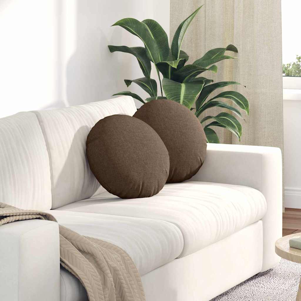 Sædepuder 2 pcs Brun Ø40 x 13 cm Stof