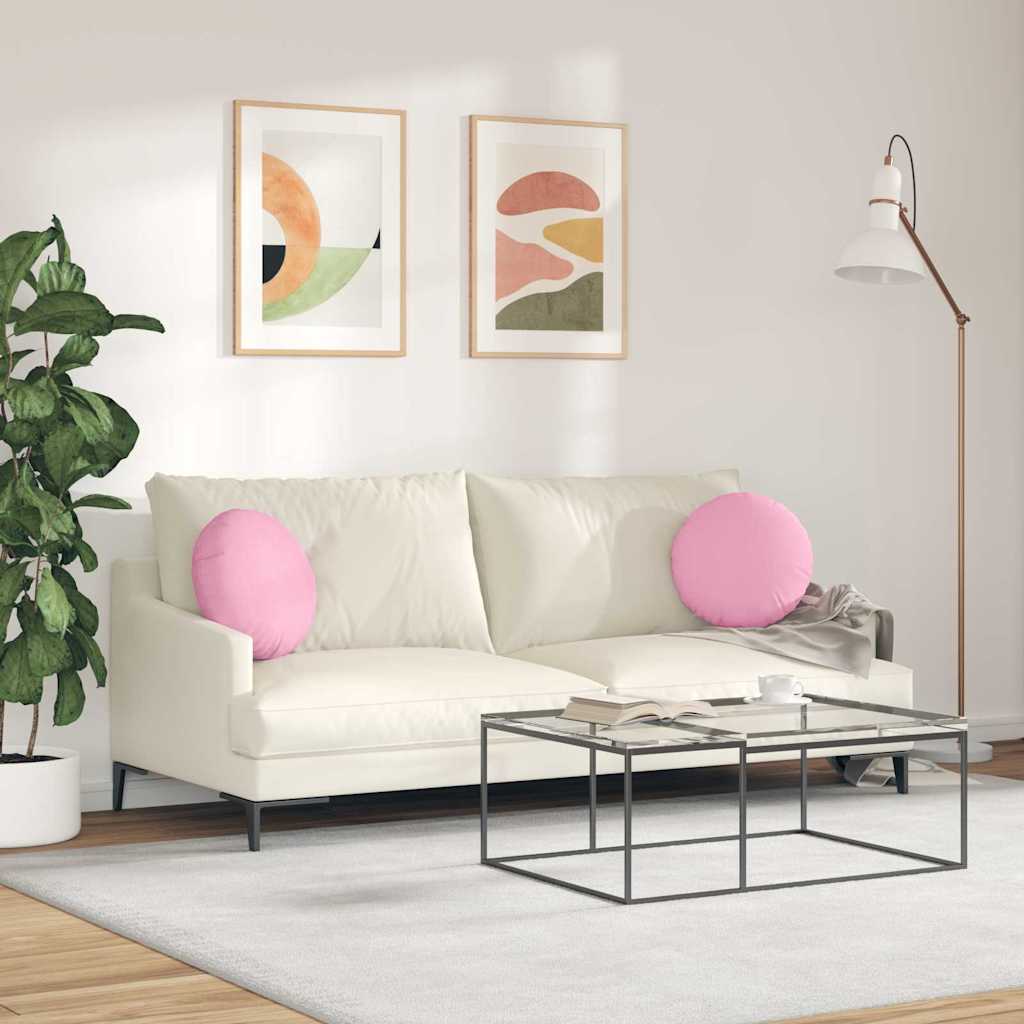 Sædepuder 2 pcs Lyserød Ø40 x 13 cm Stof