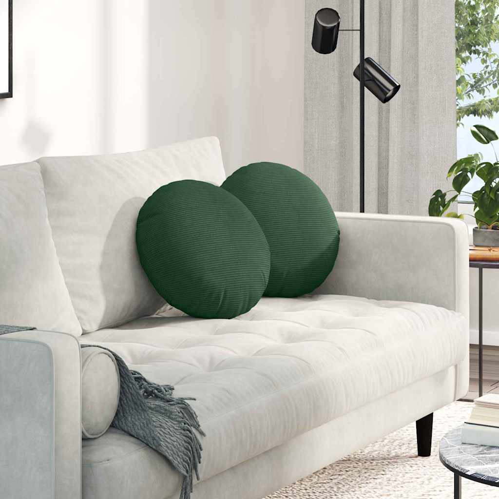 Sædepuder 2 pcs Mørkegrøn Ø 40 cm Velourstof