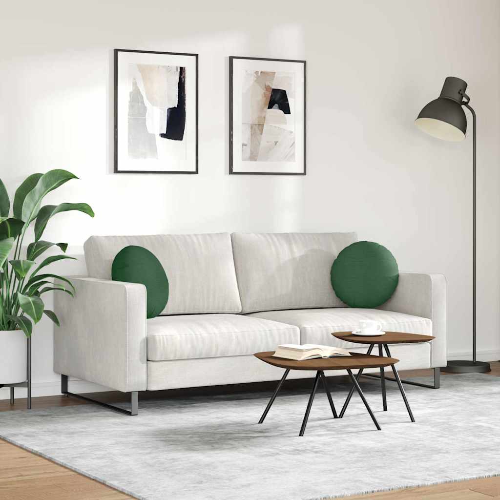 Sædepuder 2 pcs Mørkegrøn Ø 40 cm Velourstof