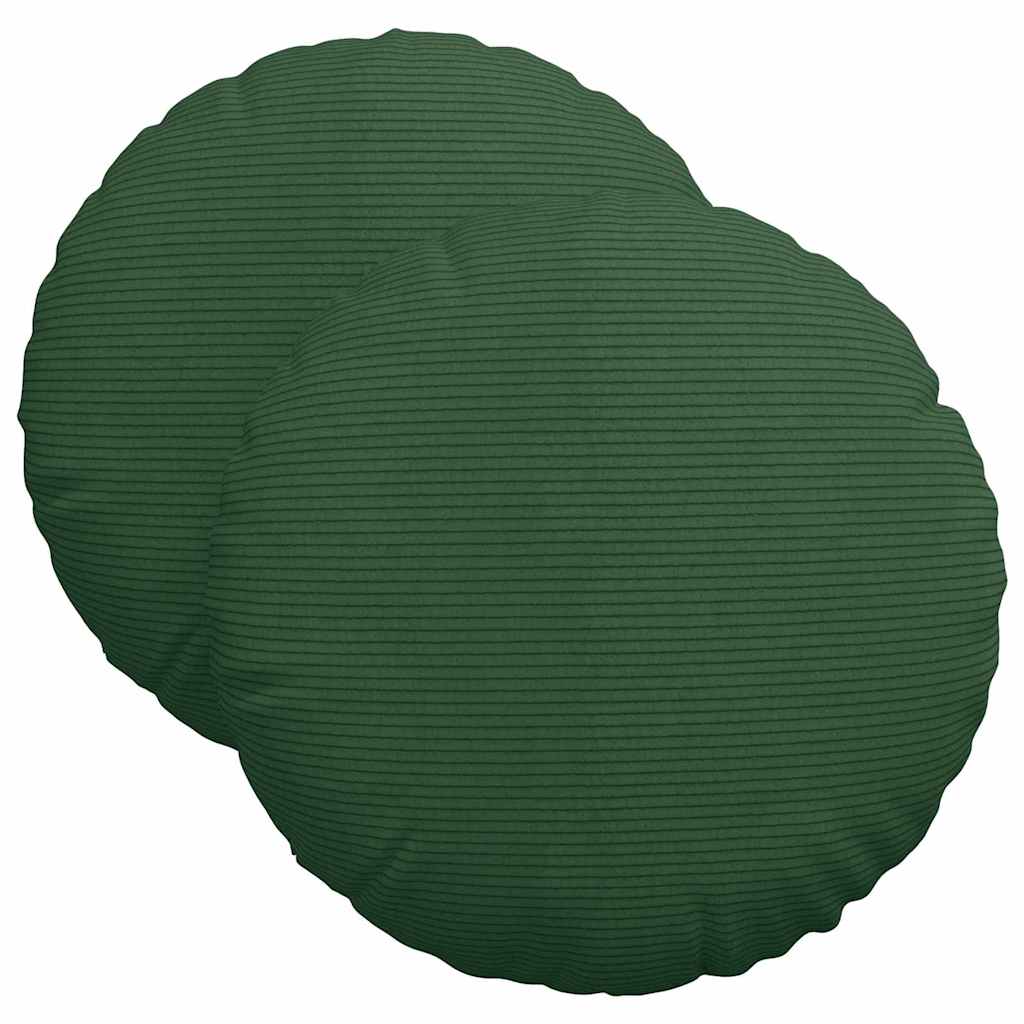 Sædepuder 2 pcs Mørkegrøn Ø 40 cm Velourstof
