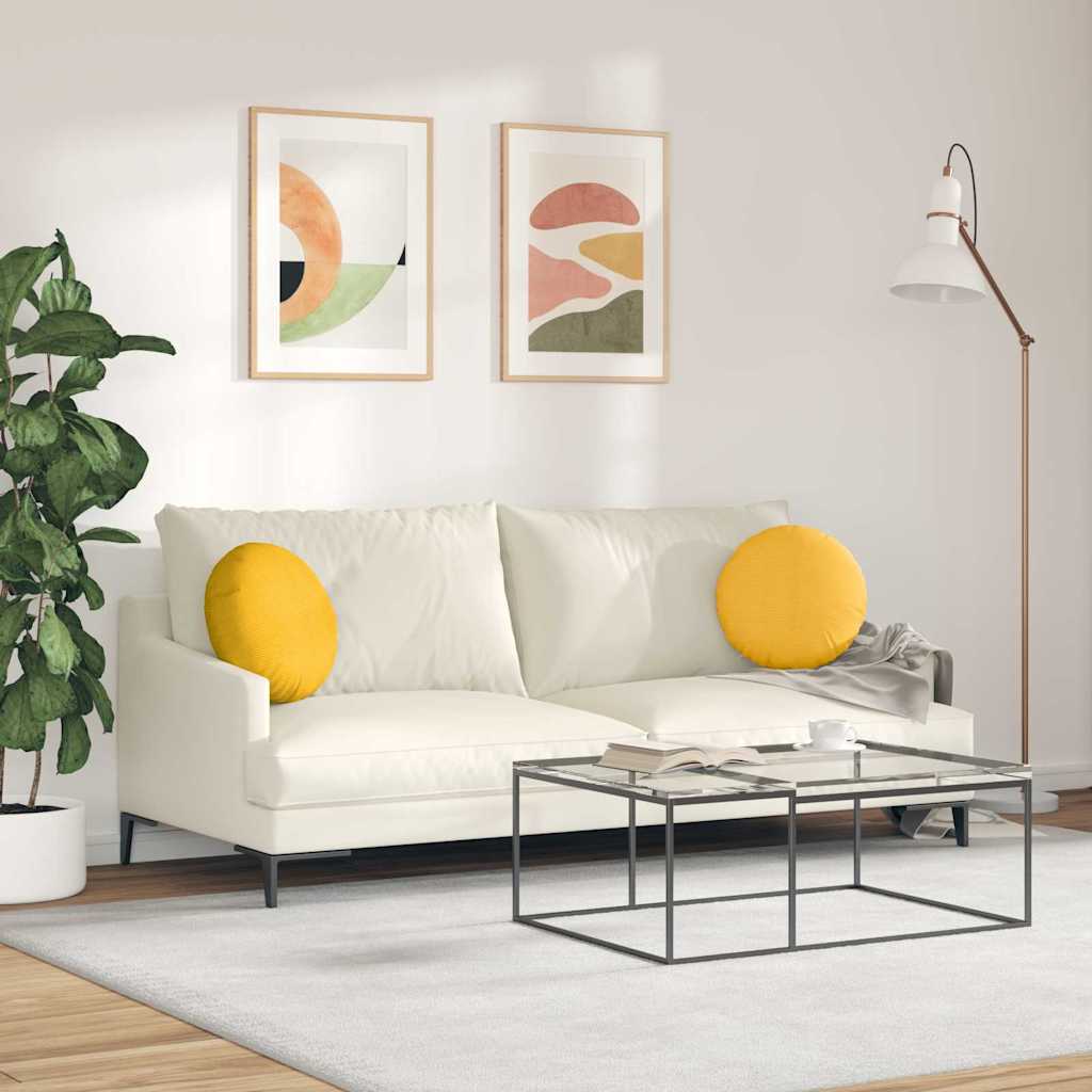 Sædepuder 2 pcs Lys Gul Ø 40 cm Velourstof