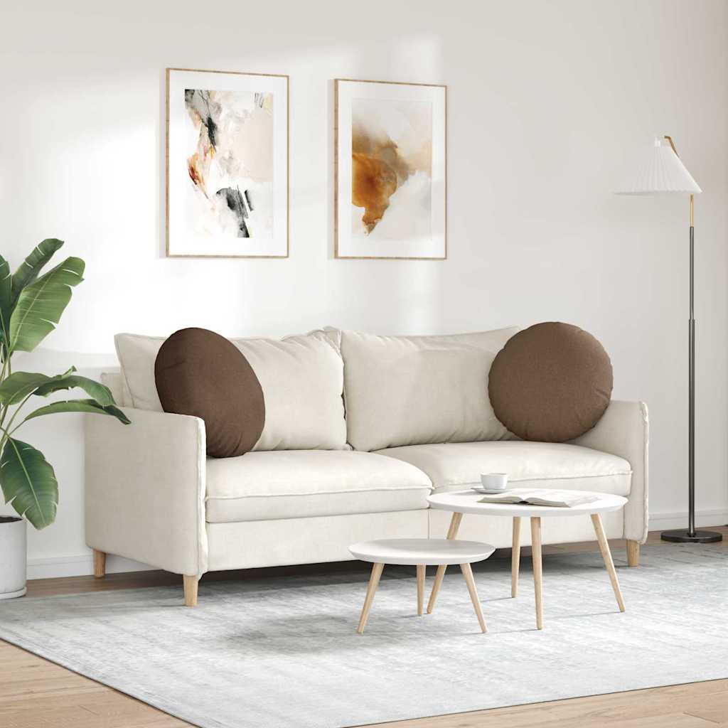 Sædepuder 2 pcs Brun Ø50 x 19 cm Stof