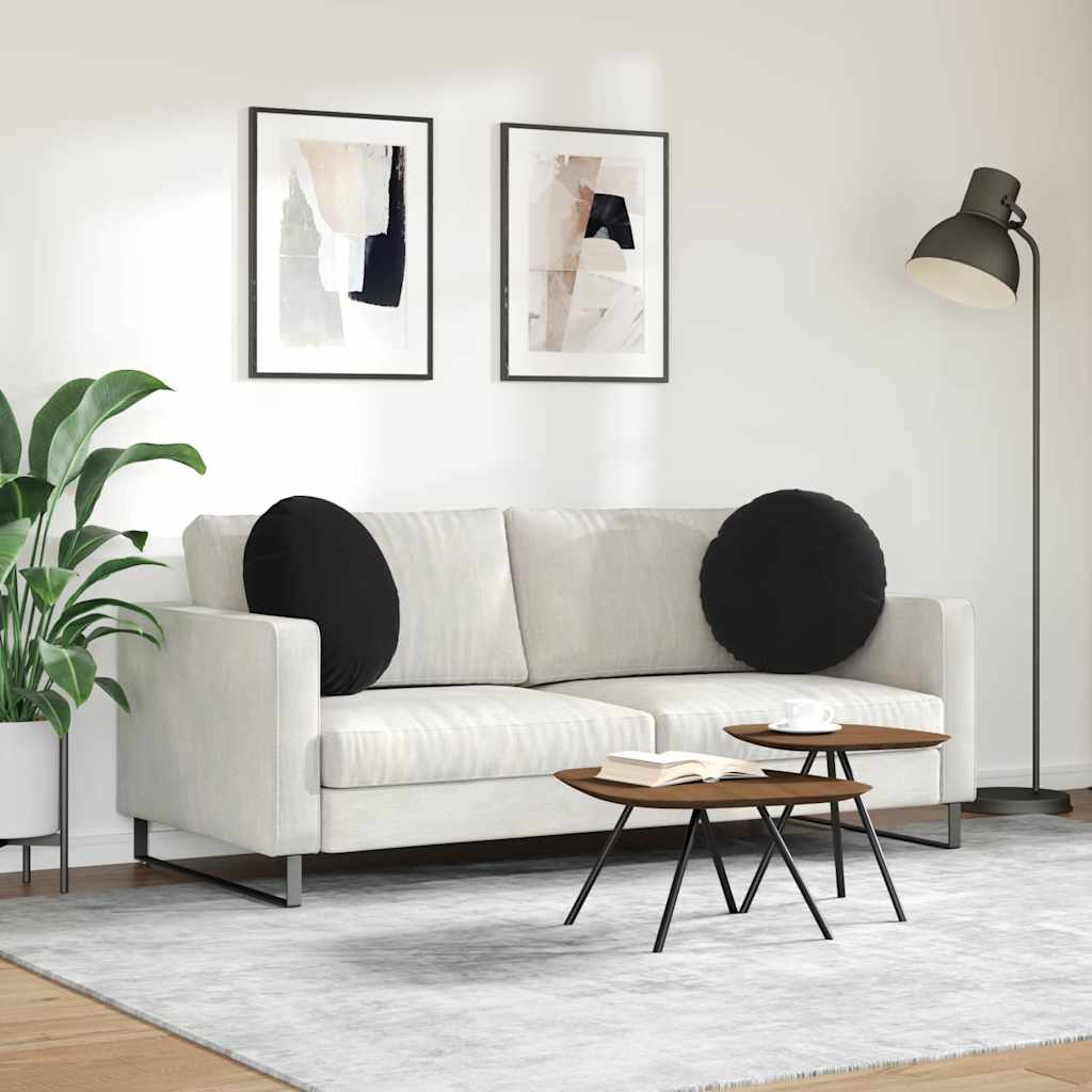 Sædepuder 2 pcs Sort Ø50 x 19 cm Fløjl