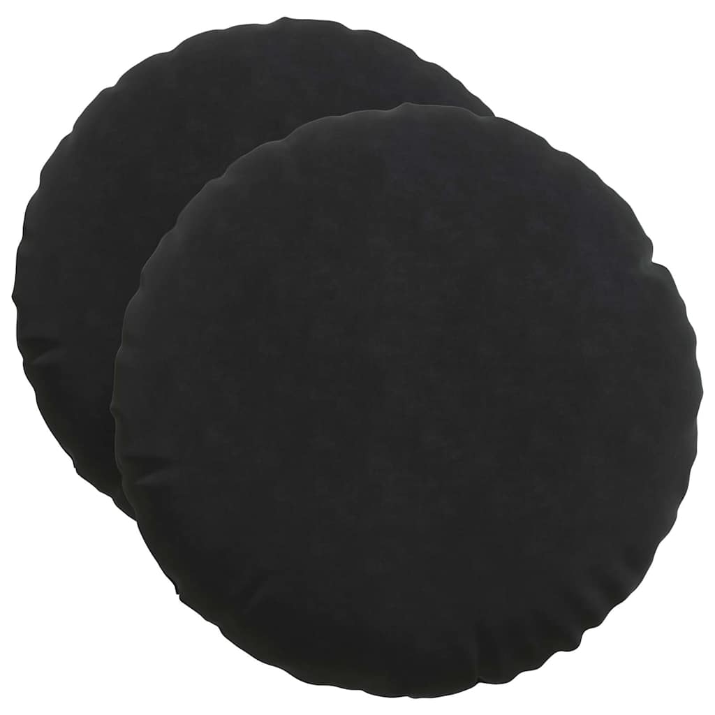 Sædepuder 2 pcs Sort Ø50 x 19 cm Fløjl