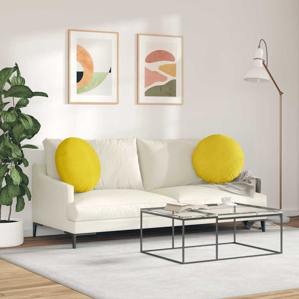 Sædepuder 2 pcs Gul Ø50 x 19 cm Fløjl
