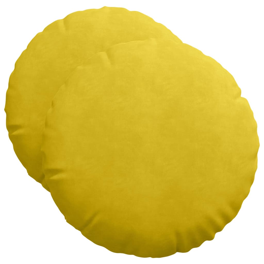 Sædepuder 2 pcs Gul Ø50 x 19 cm Fløjl