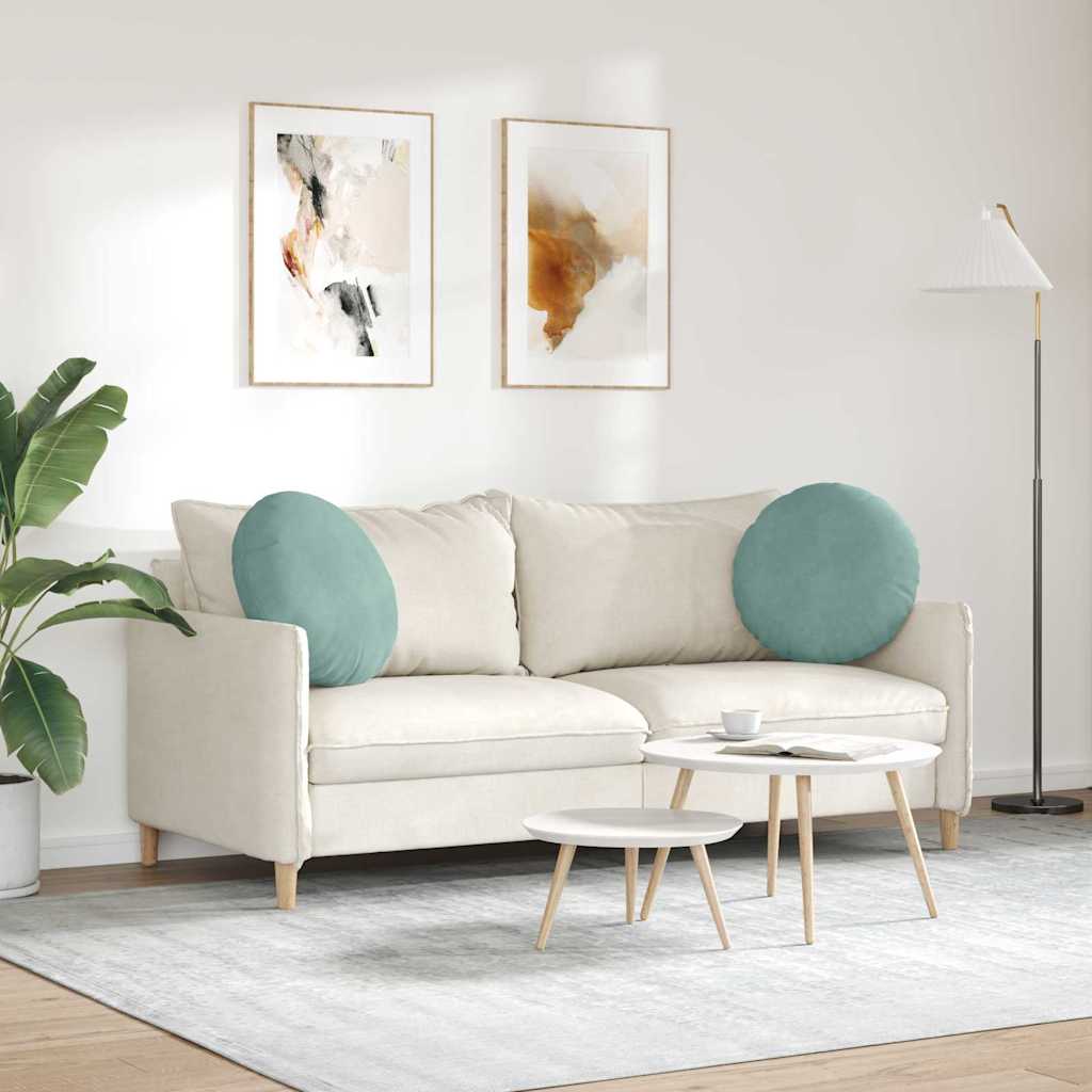 Sædepuder 2 pcs Havgrøn Ø50 x 19 cm Fløjl