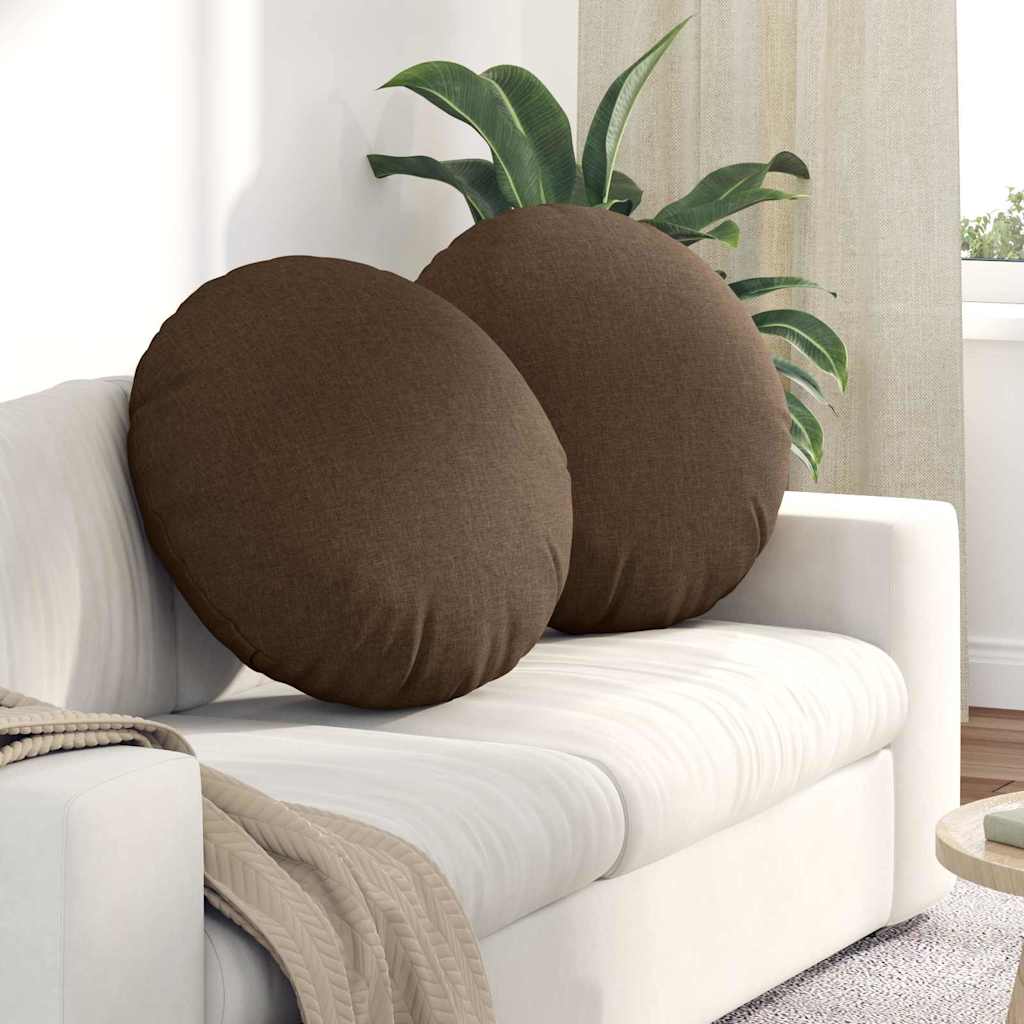 Sædepuder 2 pcs Brun Ø60 x 21 cm Stof