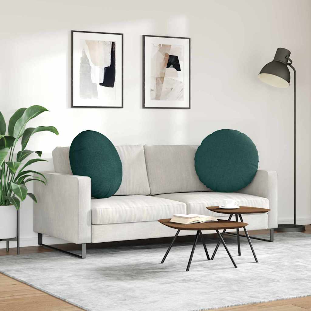 Sædepuder 2 pcs Mørkegrøn Ø60 x 21 cm Stof