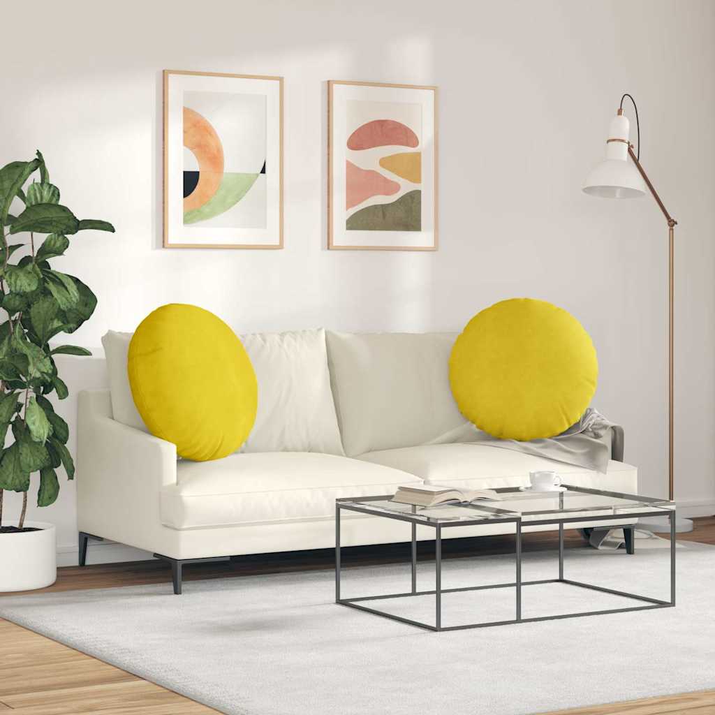 Sædepuder 2 pcs Gul Ø60 x 21 cm Fløjl