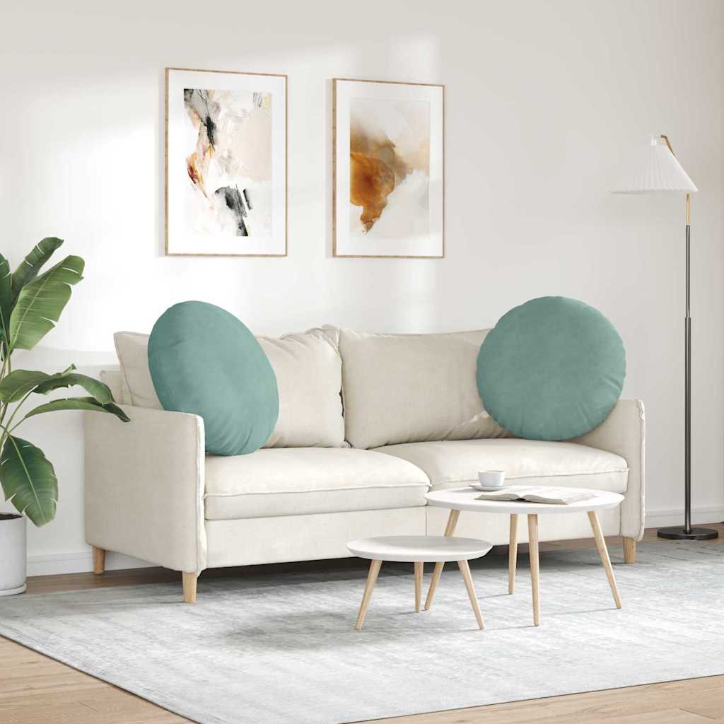 Sædepuder 2 pcs Havgrøn Ø60 x 21 cm Fløjl