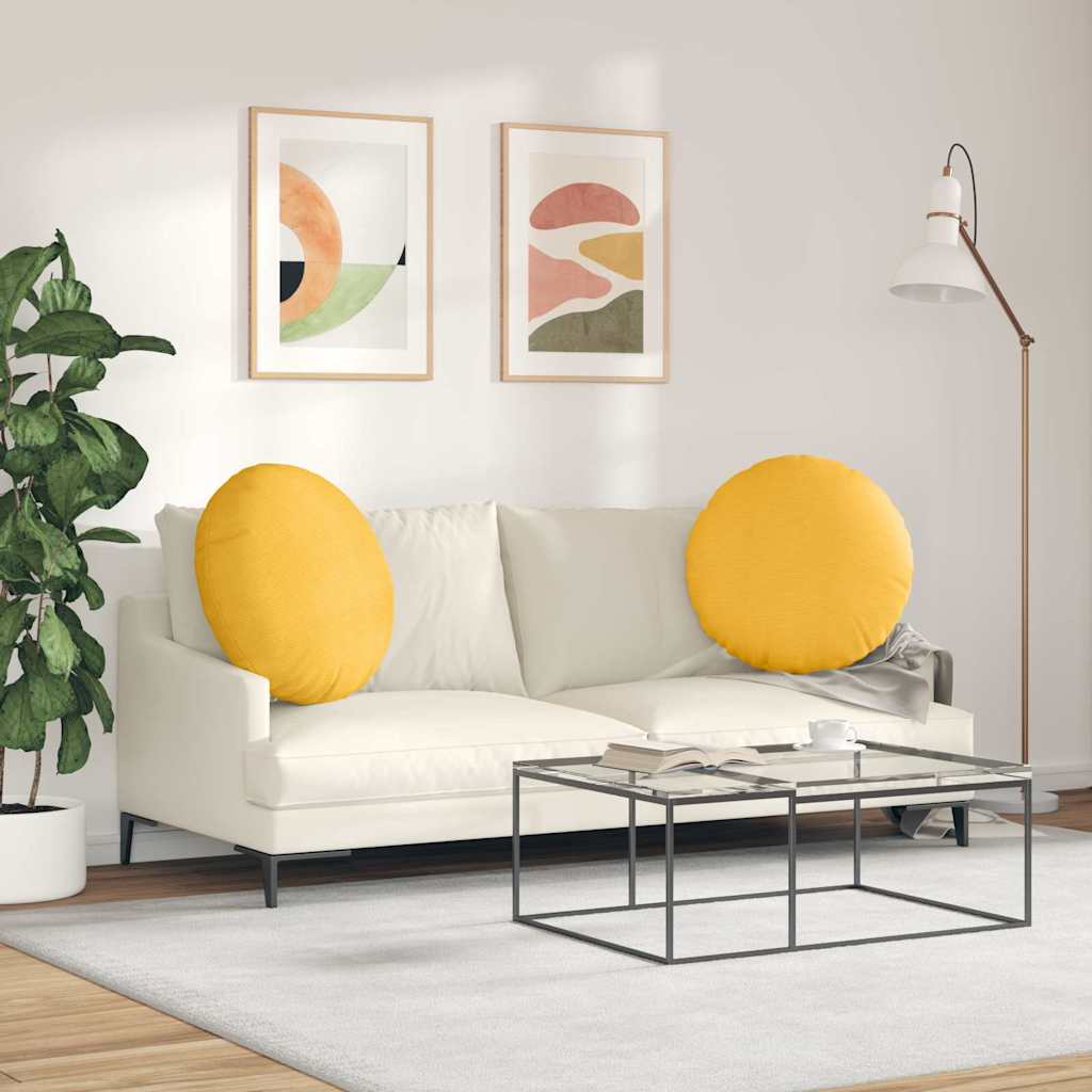 Sædepuder 2 pcs Lys Gul Ø60 x 21 cm Velourstof