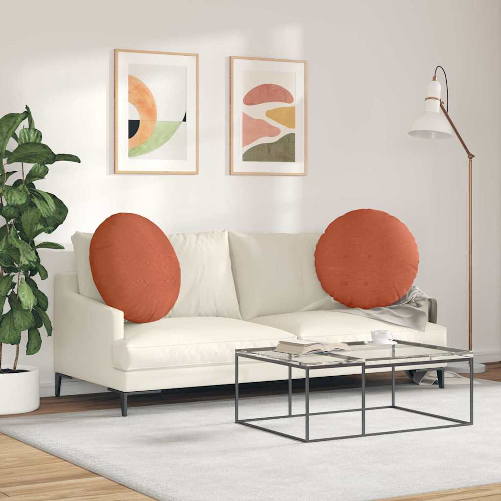 Sædepuder 2 pcs Rød orange Ø60 x 21 cm Velourstof