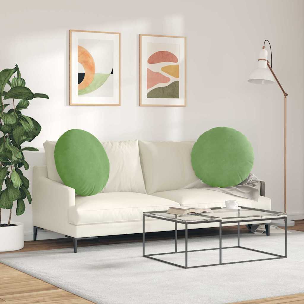 Sædepuder 2 pcs Lys grøn Ø 40 x 13 cm Fløjl