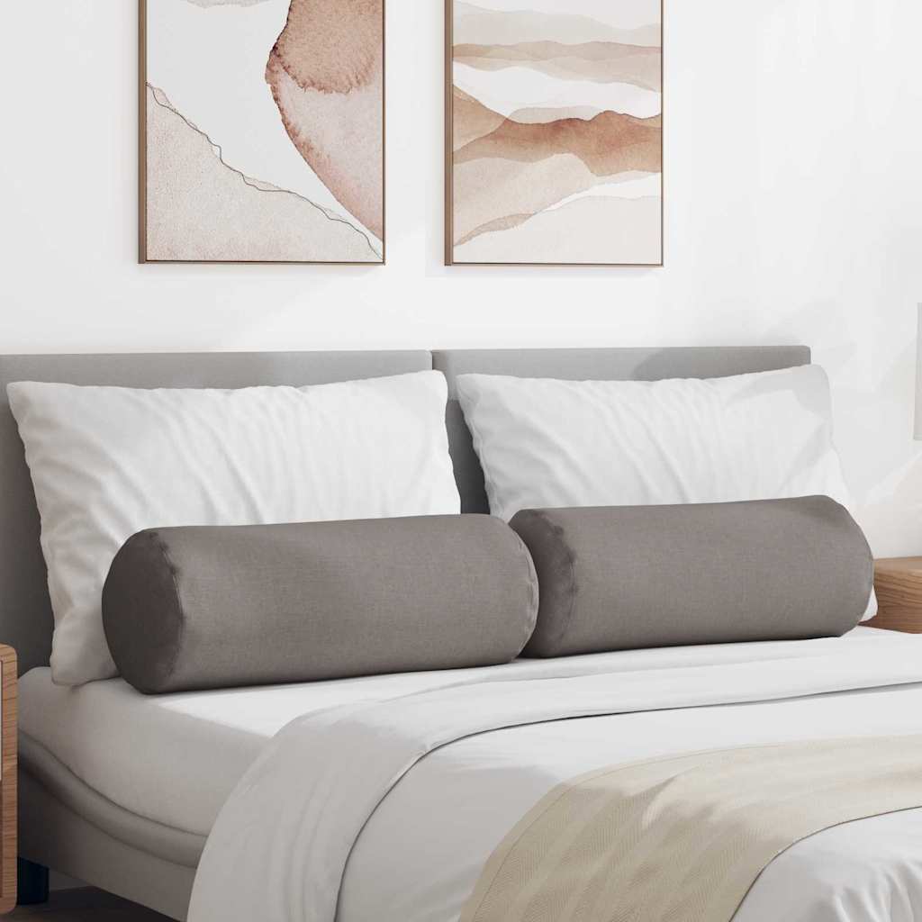 Bolsterpuder 2 stk - gråbrun stof Ø 25 × 70 cm