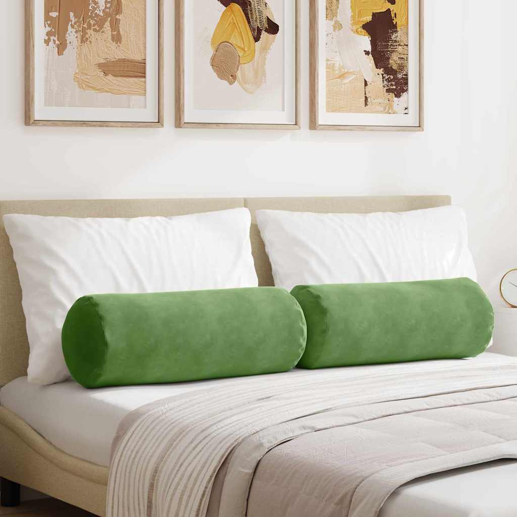 Bolsterpuder 2 pcs Lys grøn Ø 25 x 70 cm Velourstof