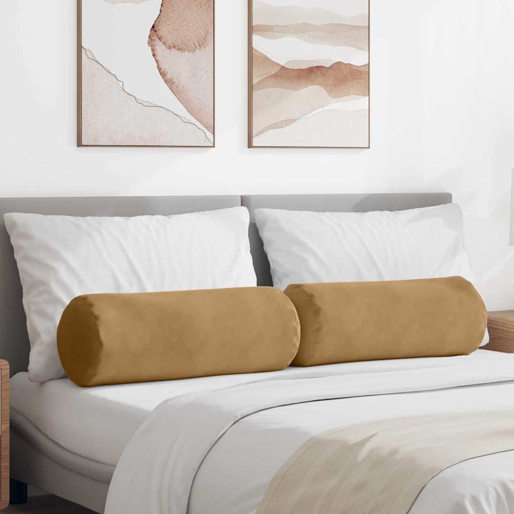 Bolsterpuder 2 pcs Brun Ø 25 x 70 cm Velourstof
